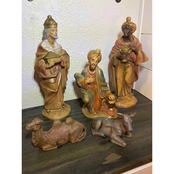 Vintage Lot 3 WISE MEN MAGI Nativity Replacement Figurines & Mule & Camel - Picture 1 of 8